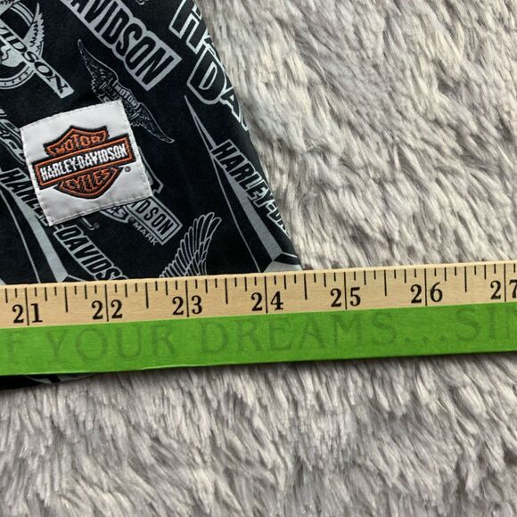 Harley Davidson Shirt Womens Large Black Gray Tank Top Silk All Over Print Logos - Picture 7 of 10